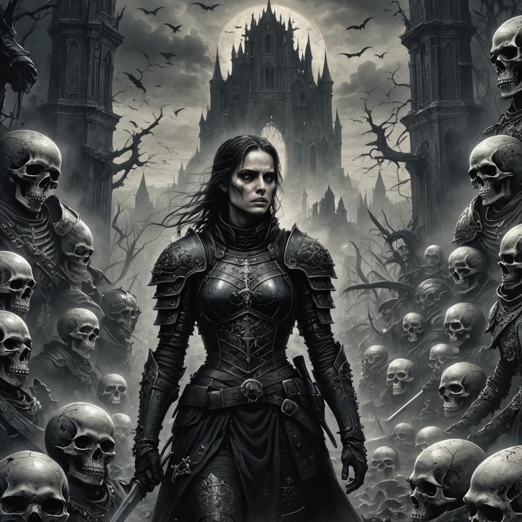 Dark Fantasy Warrior Princess with Unsettling Presence