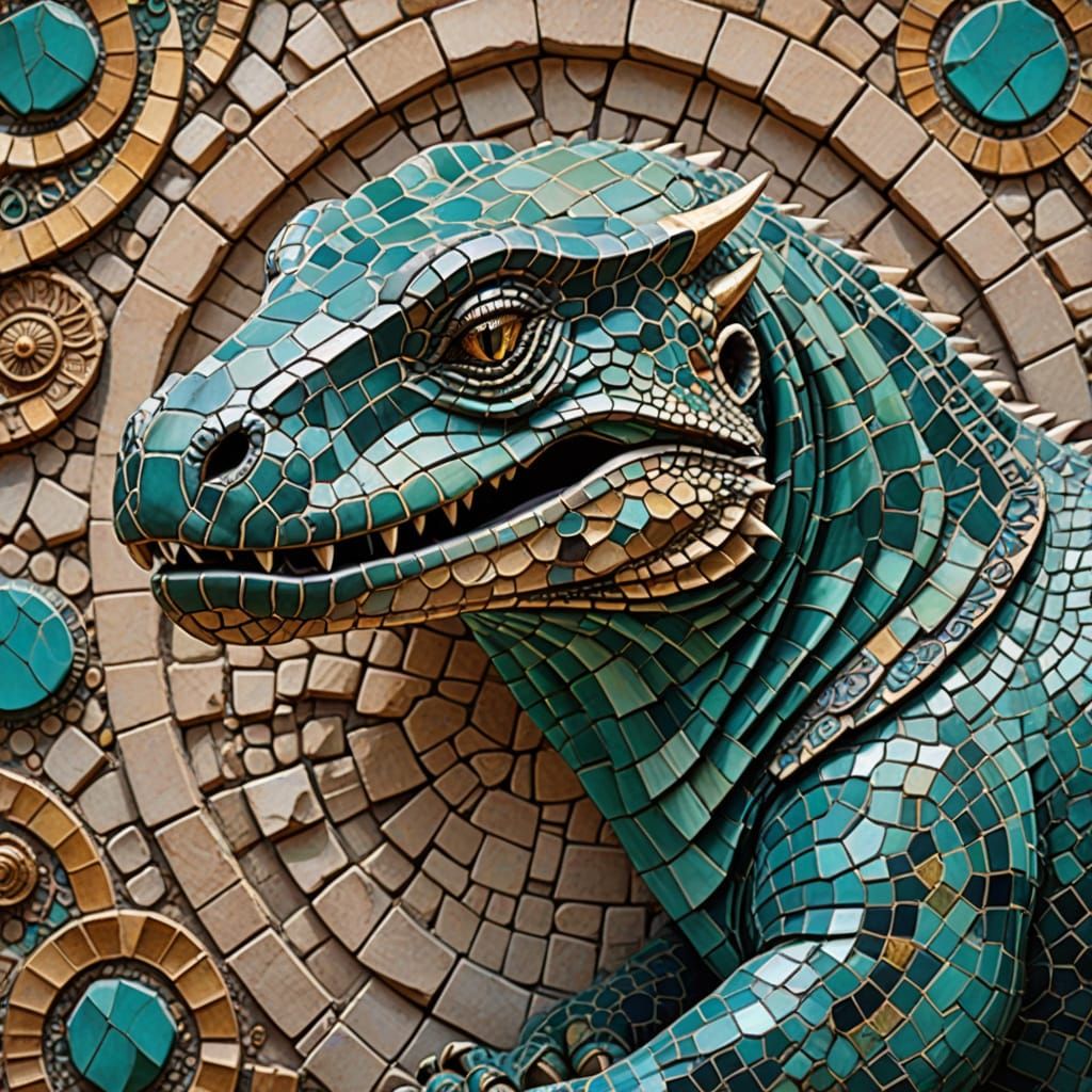 Mosaic of a komodo dragon