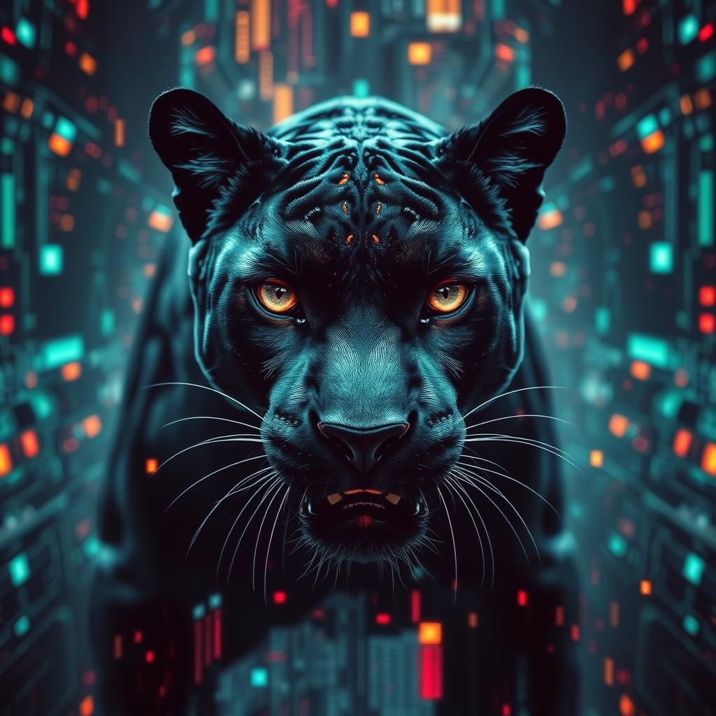 Ethereal Panther Phases into Glitched Cyber Realm