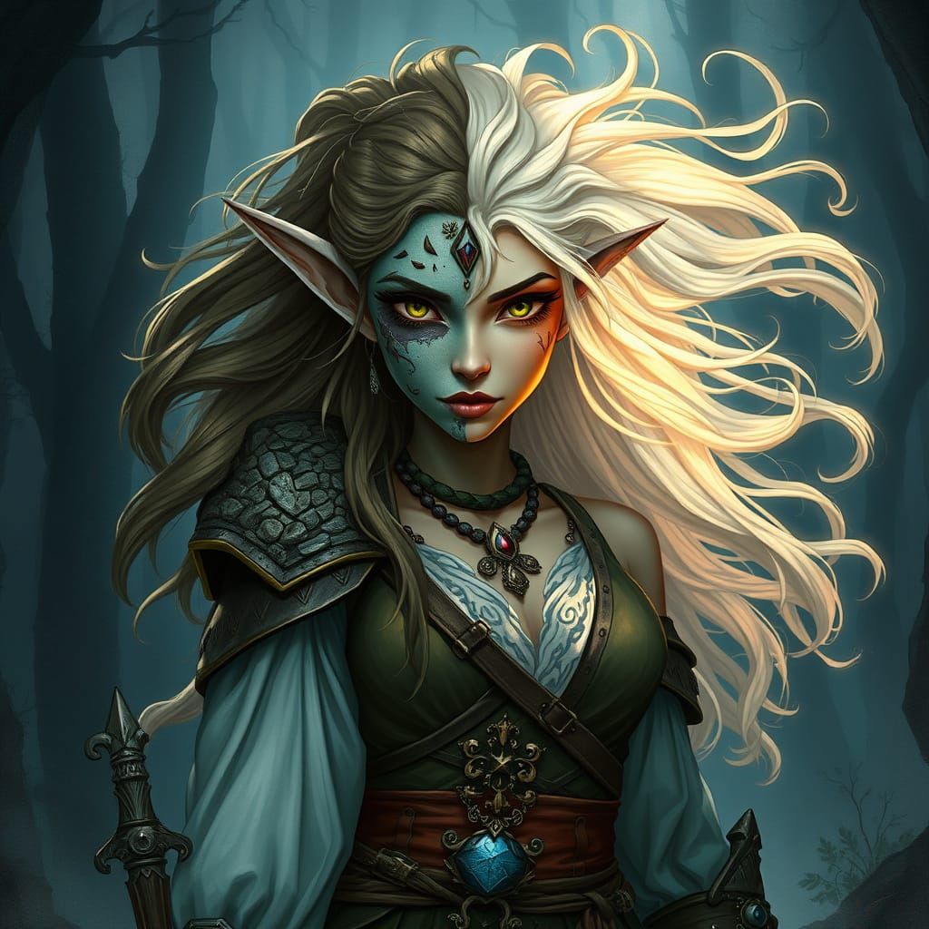 Half-Elf Stone Warrior in Twilight Forest