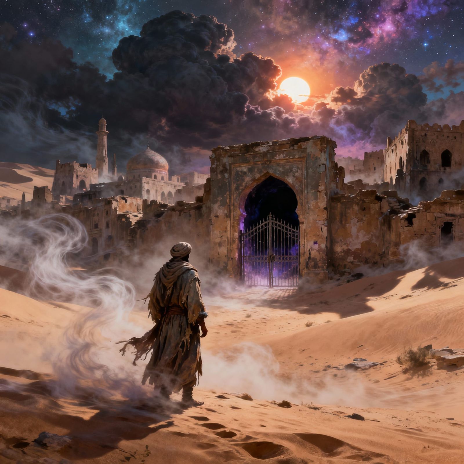 Nomad Before Dark Arabian City Entrance