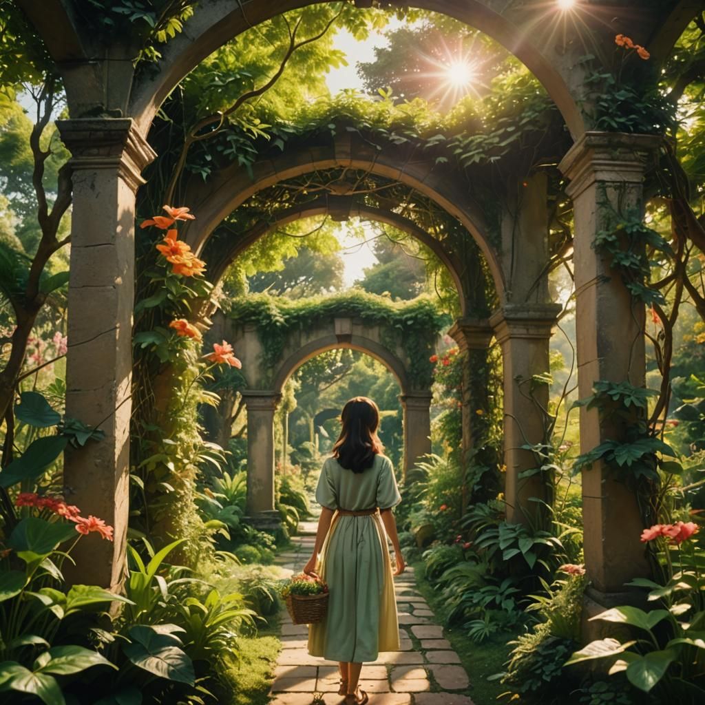 Secret Garden Film Still in Miyazaki Style
