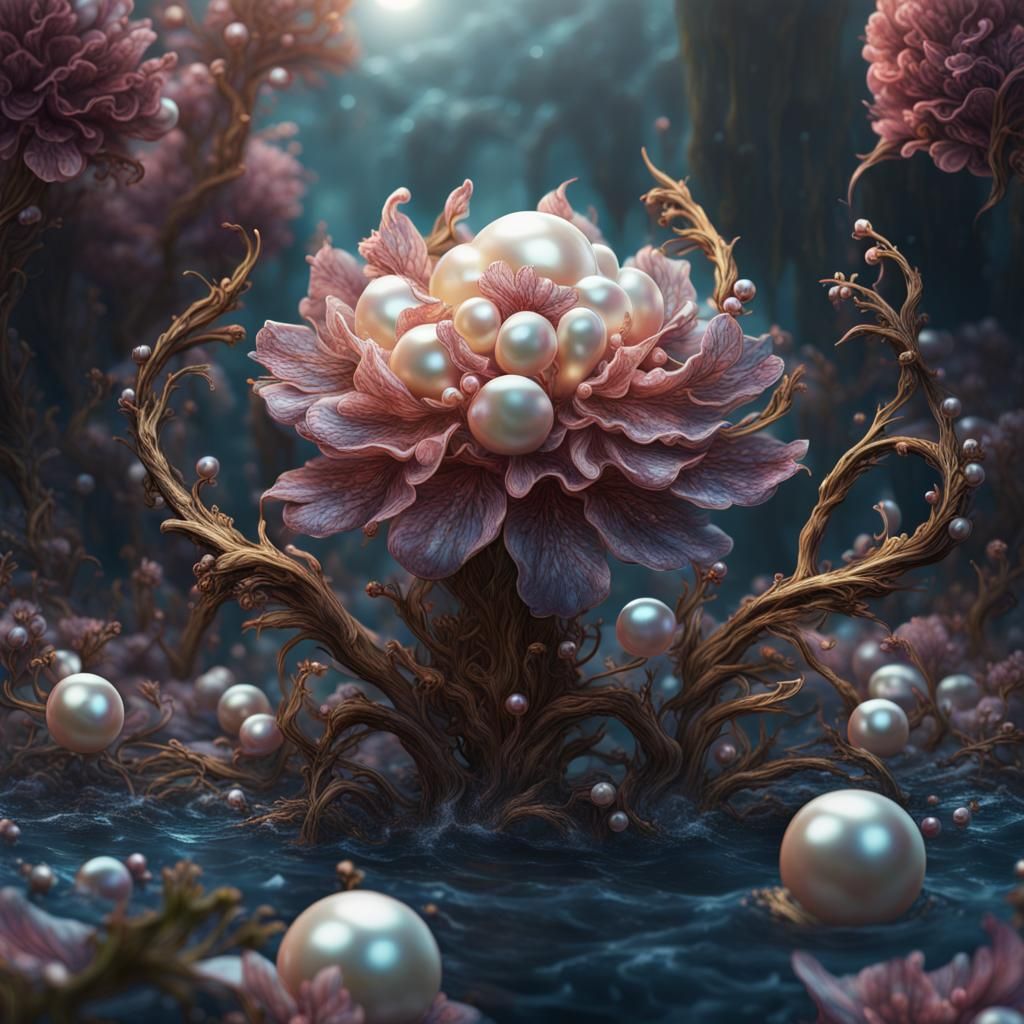 Fantastical Pearl Flowers in Deep Muted Colors