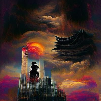 Dark Tower Silhouette Against Distant Stars