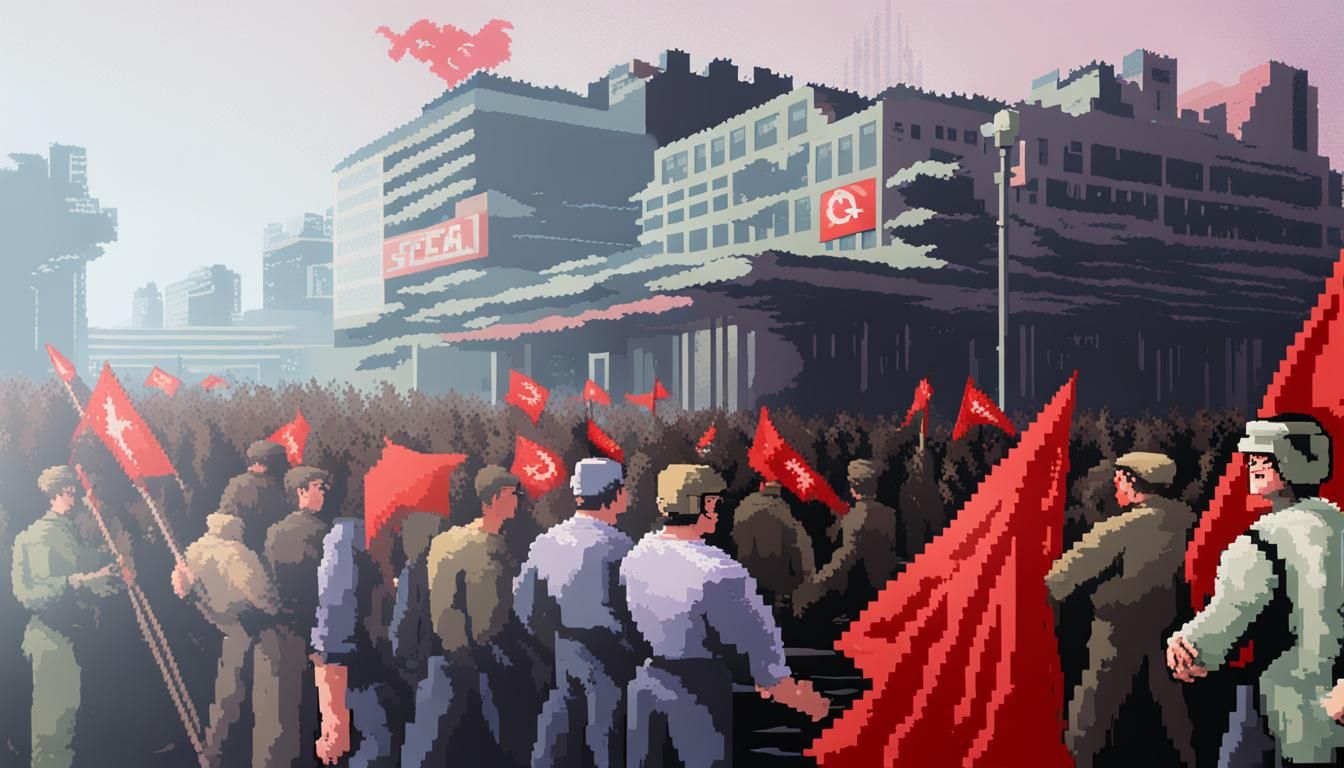 Pixel Art Communist Leader in Synthwave Style