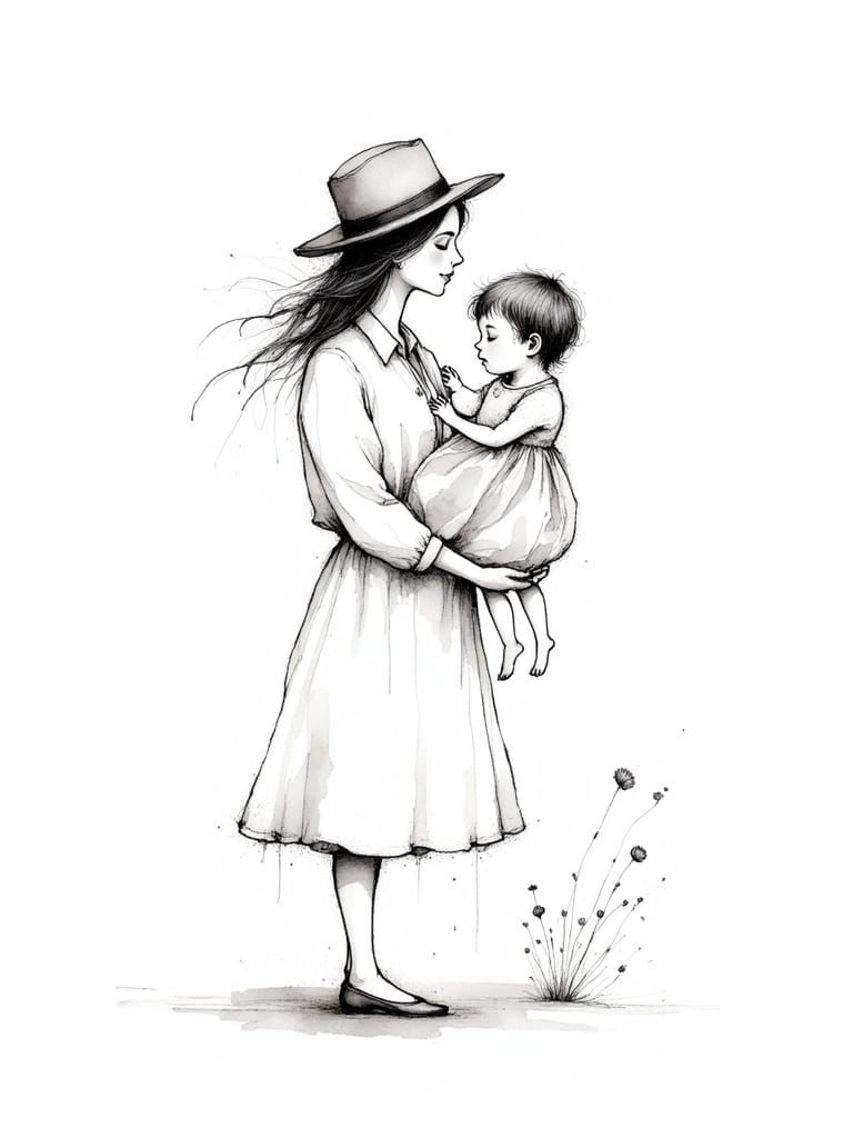 Simplified Motherly Love in Modern Attire