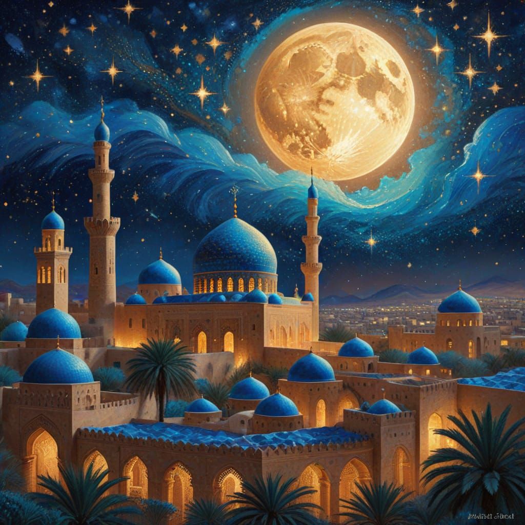 Ancient Nightscape Cityscape in Safarani Style