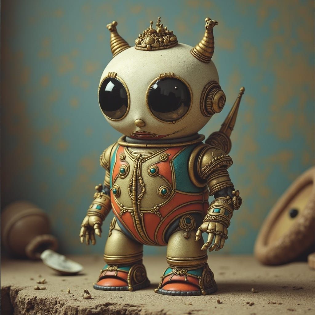 Surreal Robot in Space, Inspired by Hans Arnold's Whimsical...
