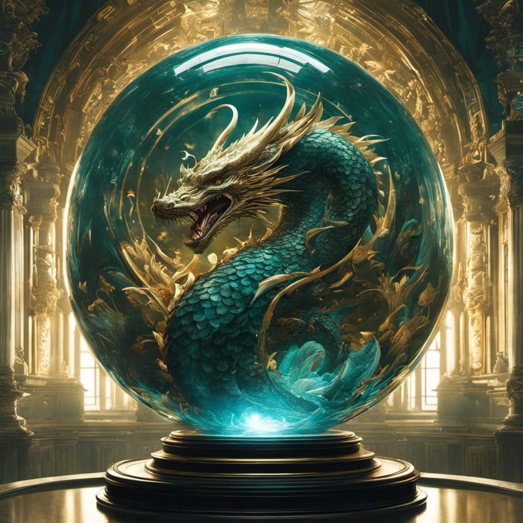Ethereal Dragon Within Glass Orb