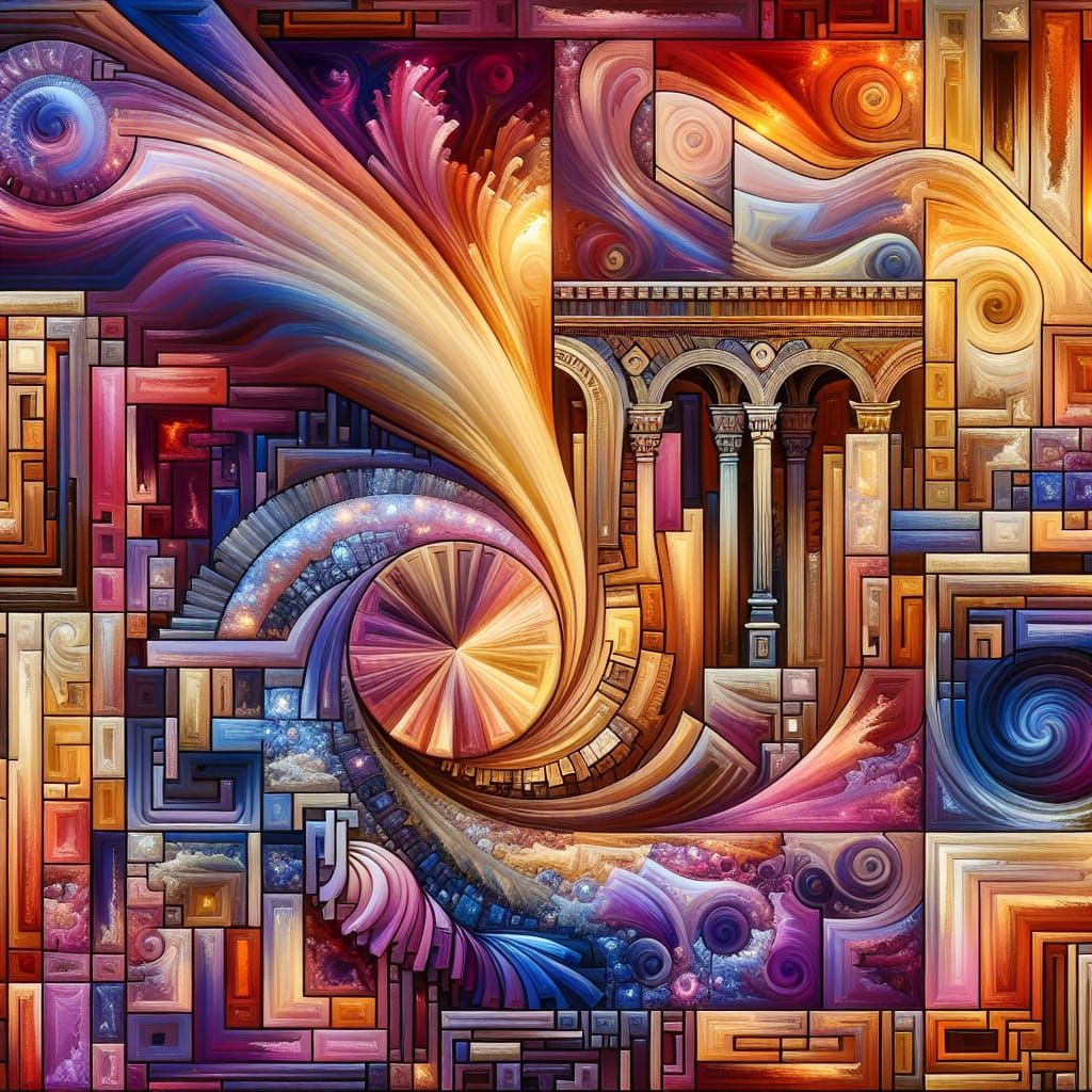 Golden Harmony Architecture in Vibrant Colors