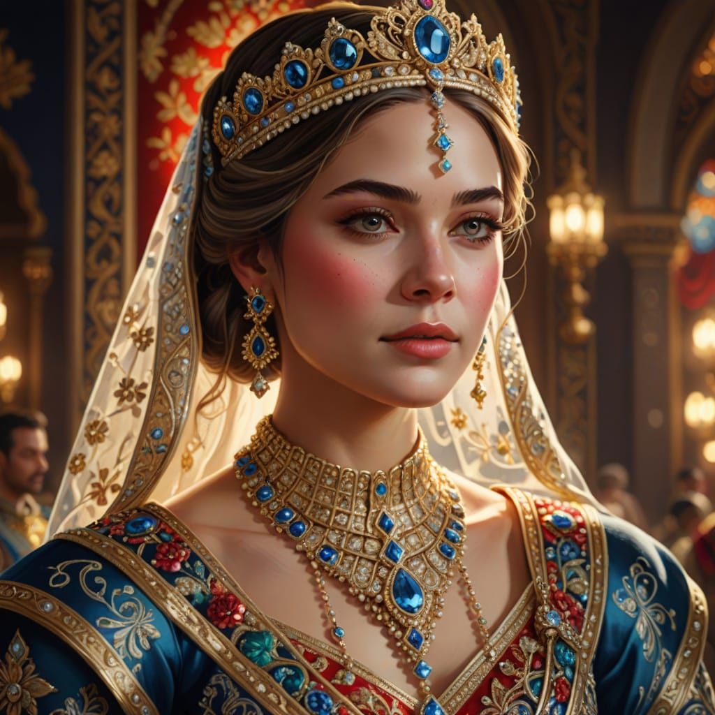 Elegant Royal Princess in Traditional Attire with Intricate ...