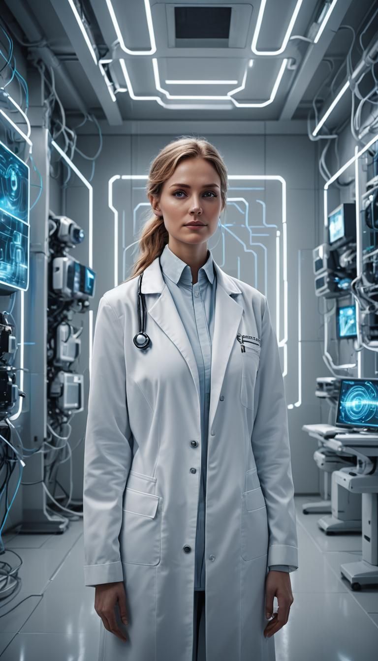 A German Futurist Hospital Scene in a Dystopian World