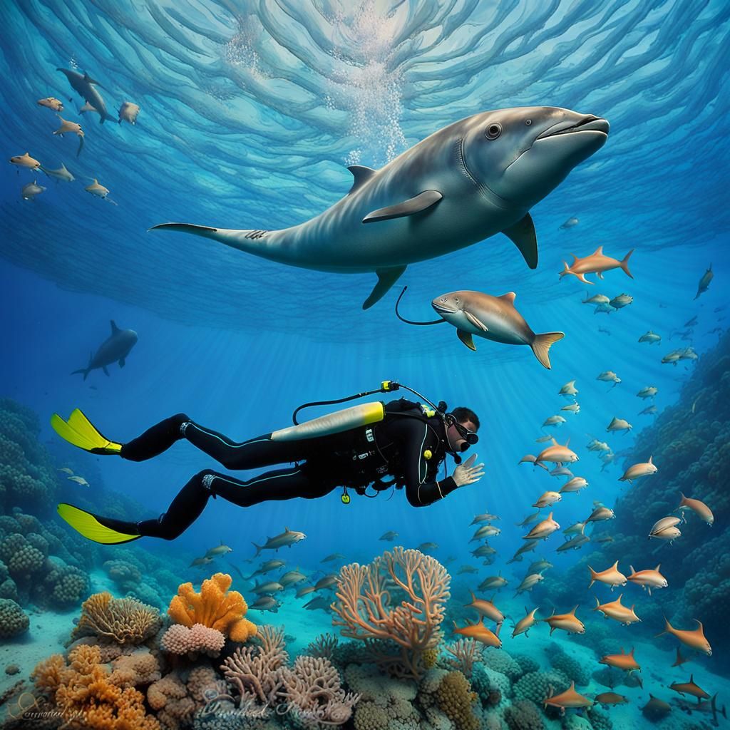Surreal Underwater Scene in Thai Waters with Vibrant Fish an...