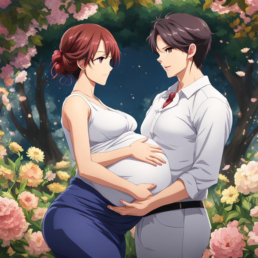 Blossoming Pregnancy in Anime Style
