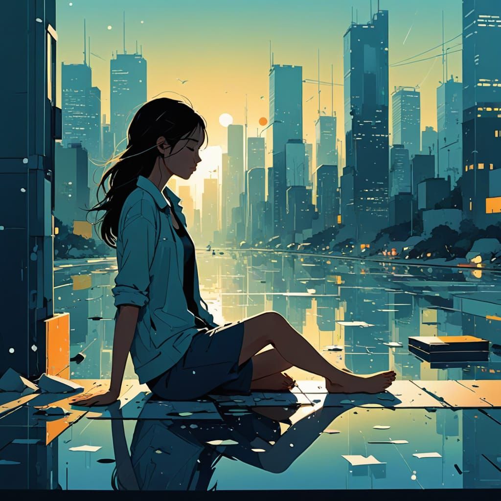 Cyberpunk Cityscape at Sunrise