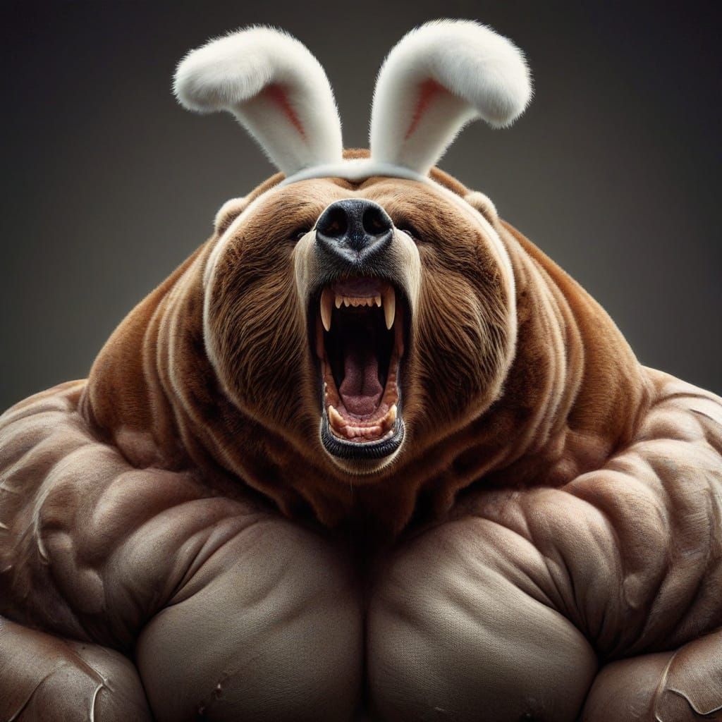 Furious Kodiak Bear with Exaggerated Anger