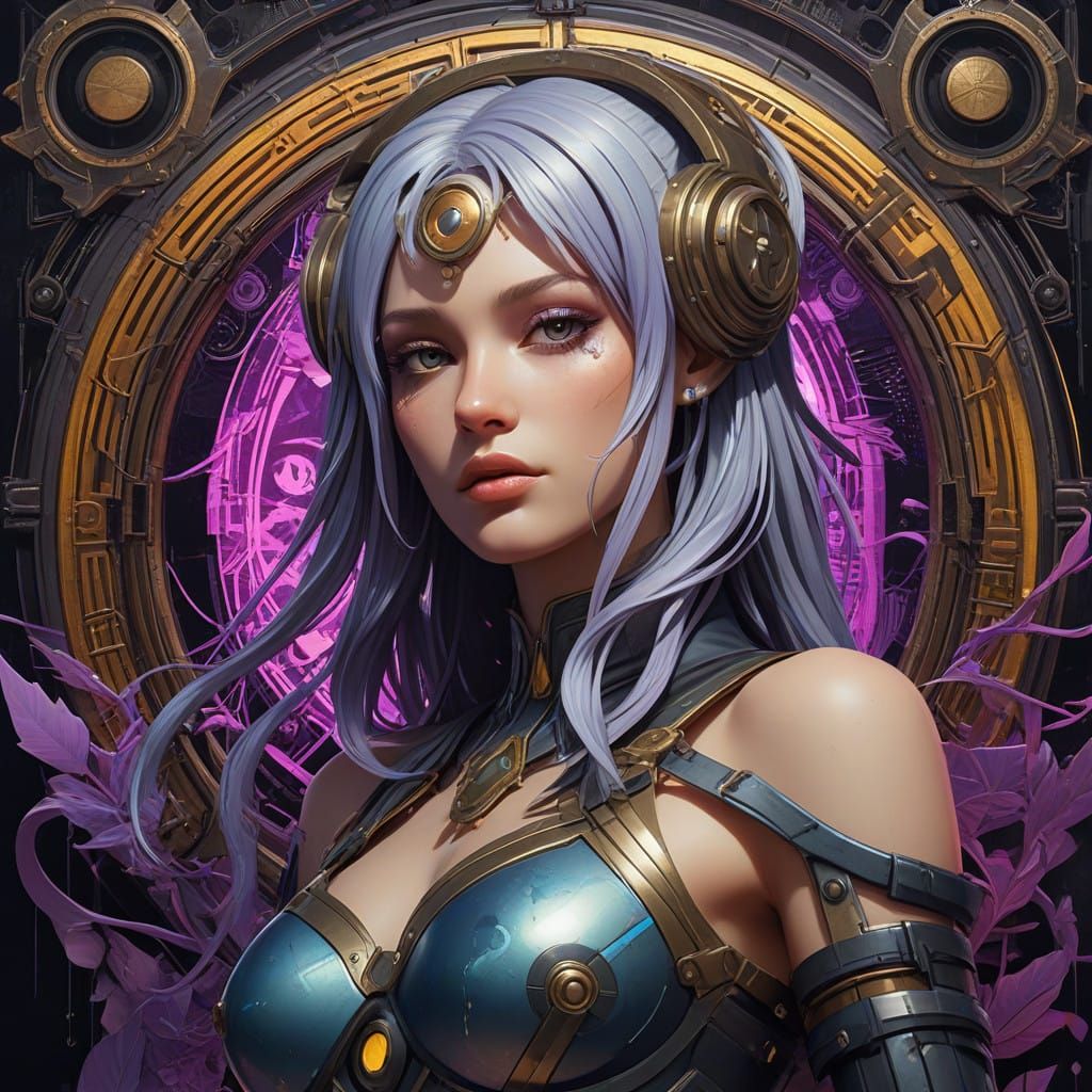 Cyberpunk Fae in Dark Fantasy Setting, Inspired by Studio Tr...