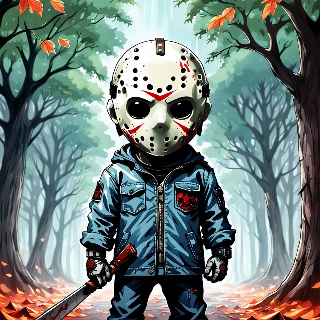 Chibi Jason on Elm Street in Japanese Anime Style