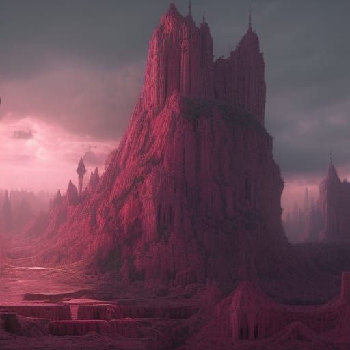 Epic Cyberpunk Liminal Dreamscape in Vibrant Pink