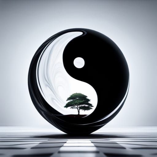 Yin and Yang Symbol in Glass Sphere
