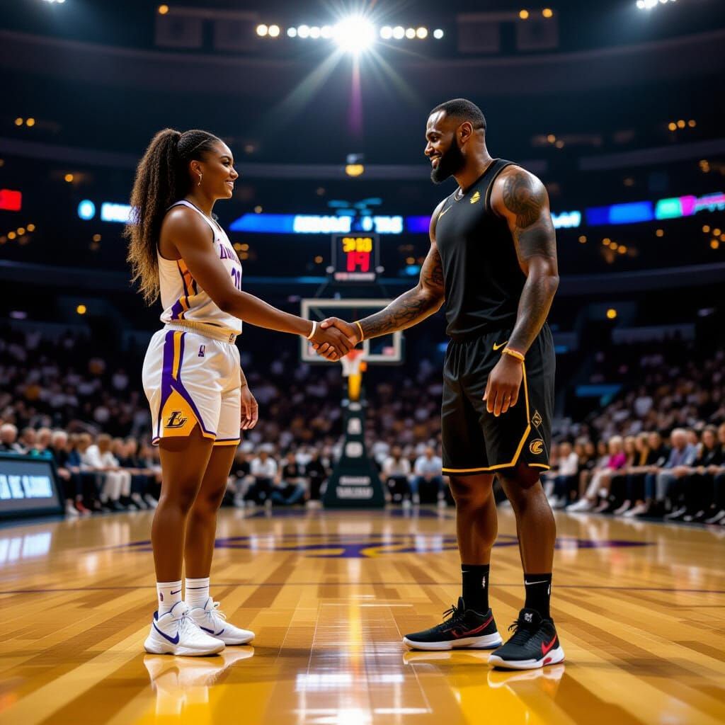 Angel Reese and LeBron James Shake Hands on Court