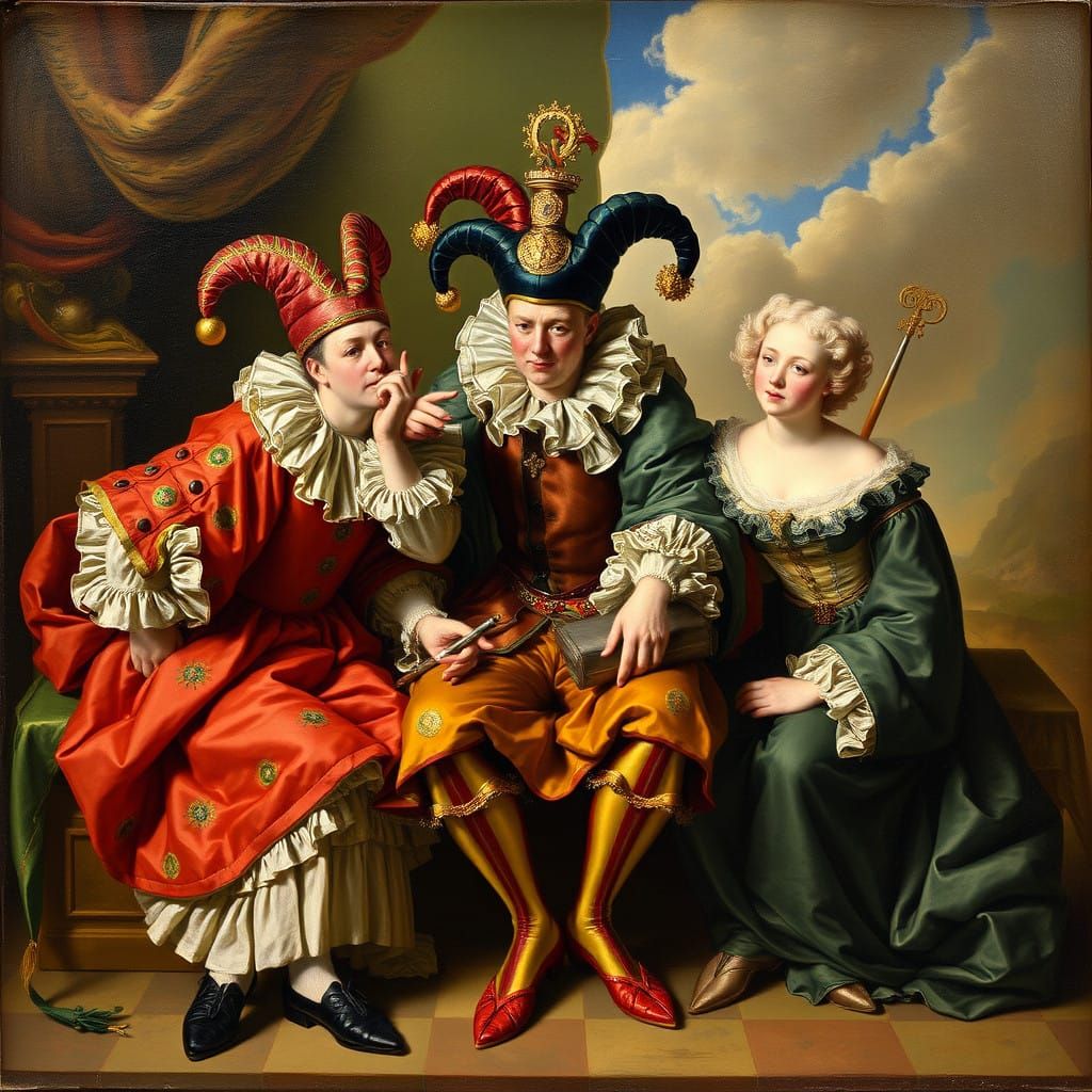 Baroque Court Jester Portrait in Oil