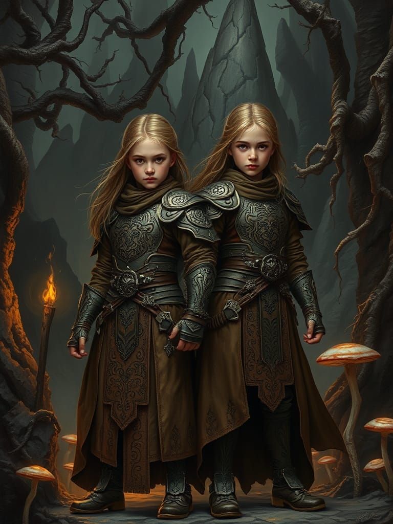 Fantasy Warrior Sisters Stand Strong in Dark Fantasy Realm