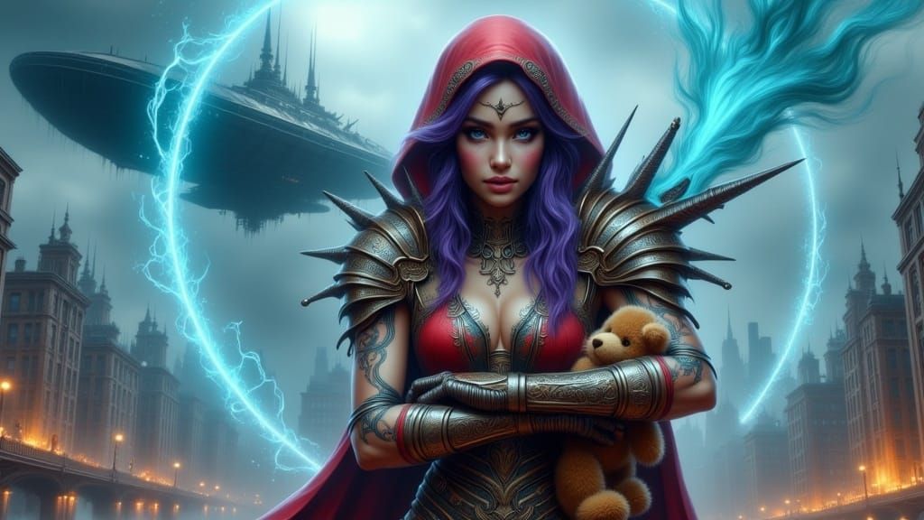 Steampunk Warrior Woman Empowers Heroic Strength