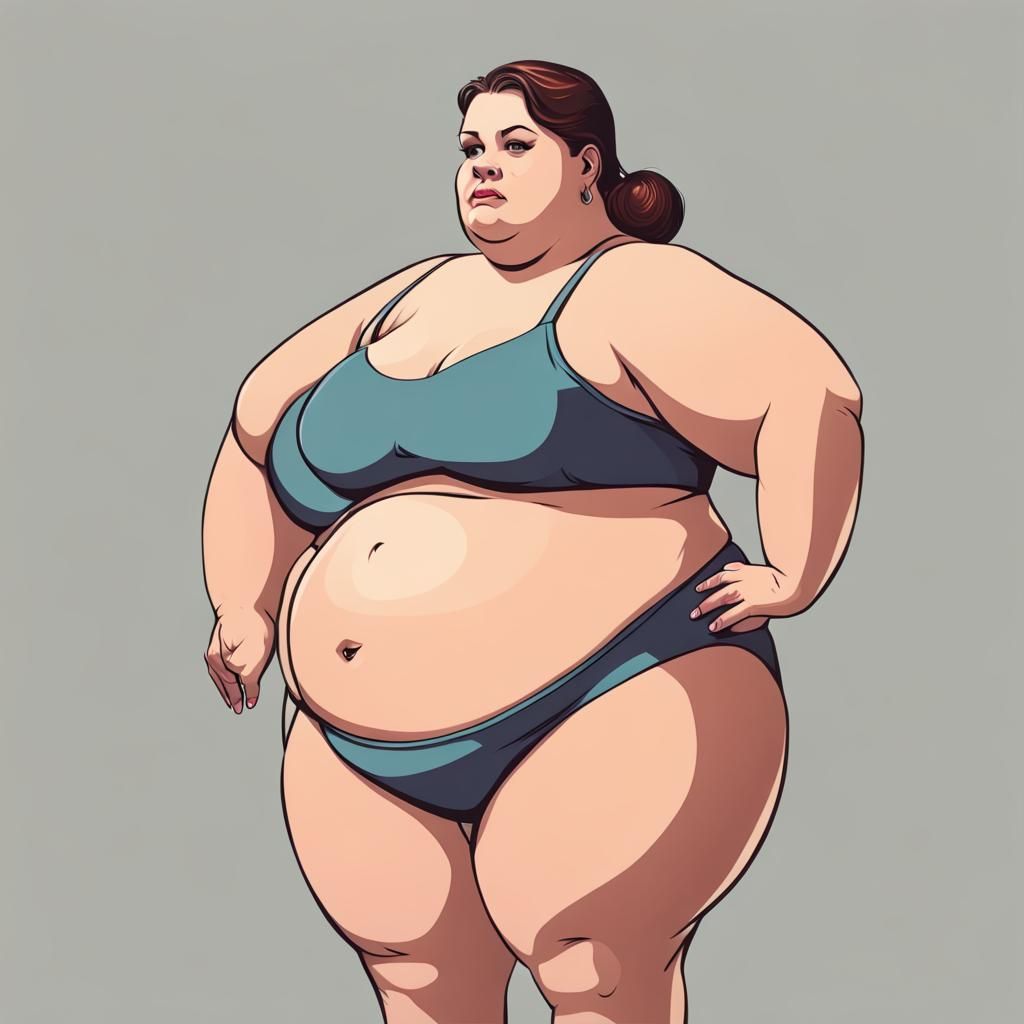 A Plump Woman in a Bikini, Viewed from the Side