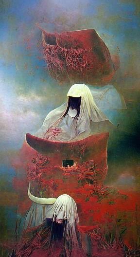 Surrealist Belladonna Goddess in Post-Apocalyptic Landscape