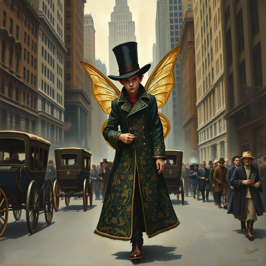 Steampunk Fairy in New York, Ashcan School Style