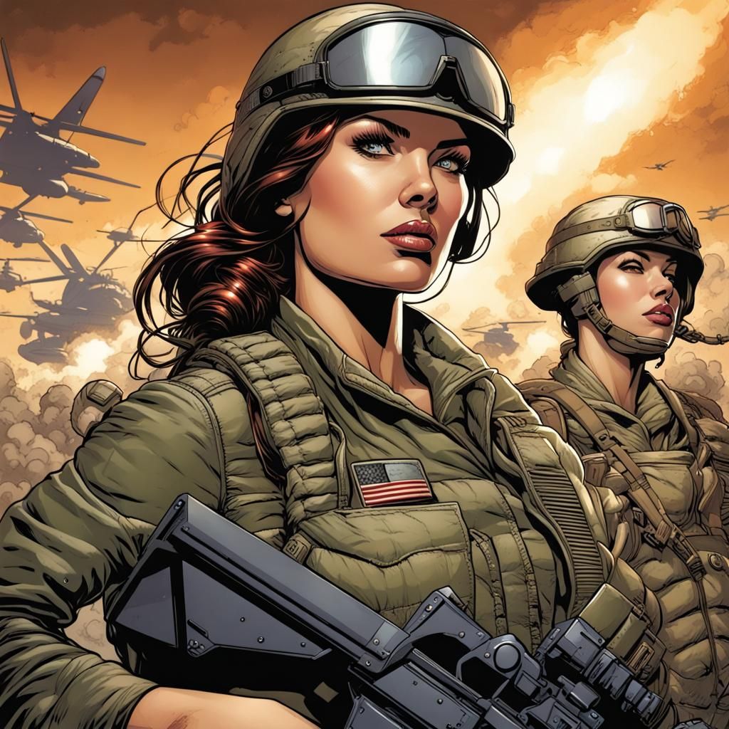 Strong Female Warrior in Comic Book Style