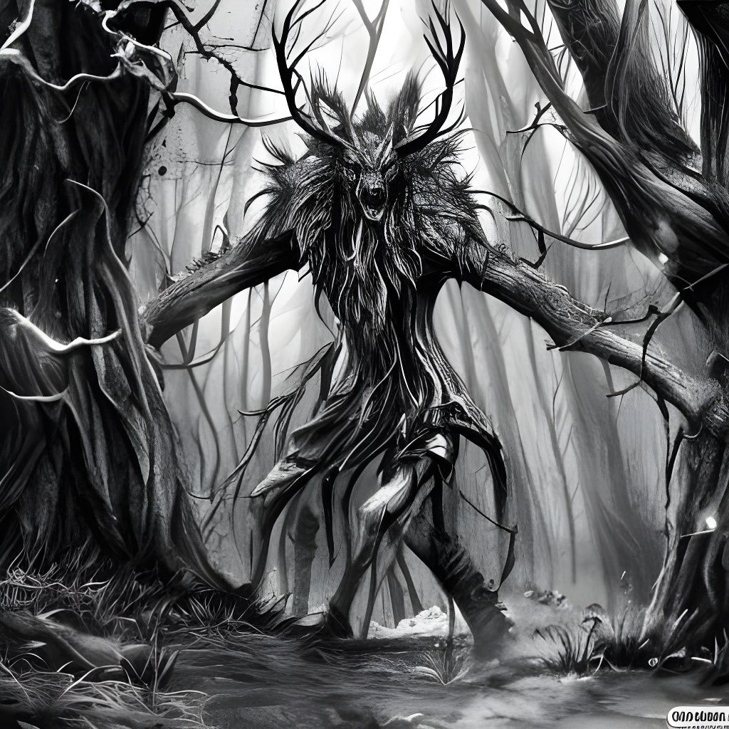 Leshen Ink Drawing in Black and White