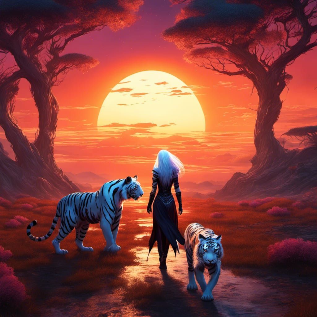 Ethereal Gothic Goddess Walks Under Twilight Dawn