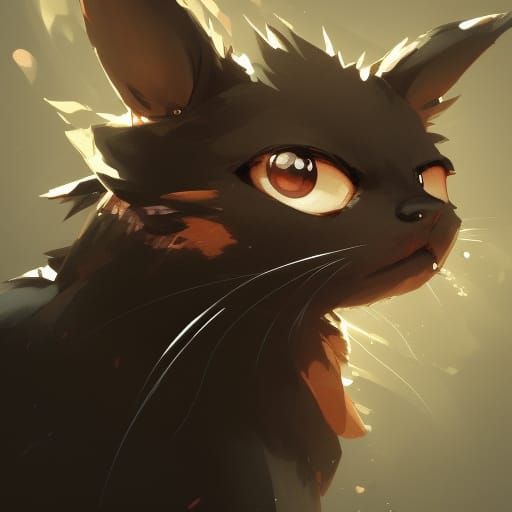 Anime Cat Concept Art in Vibrant Triadic Colors