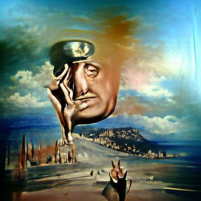 Mussolini as a Surrealistic Figure Melted into an Oil Painti...