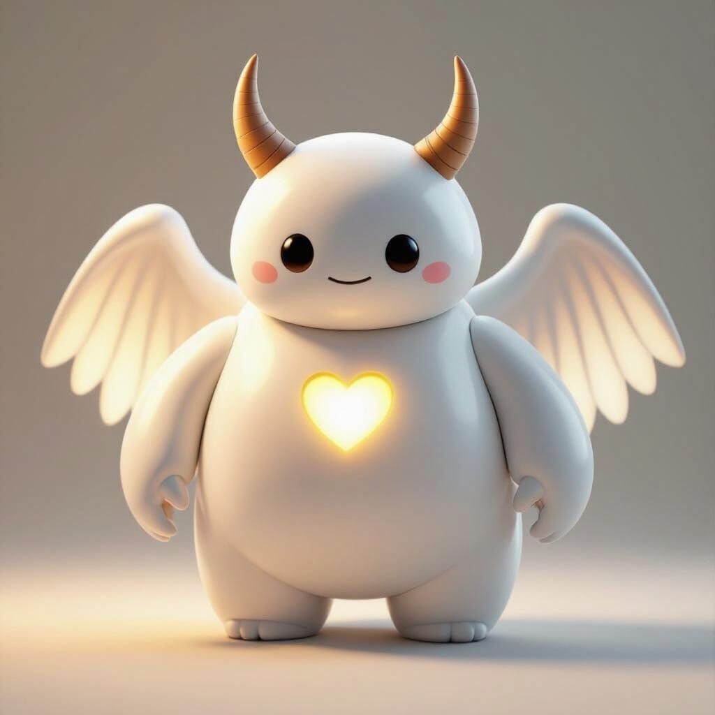 Adorable Baymax Character with Horns and Wings