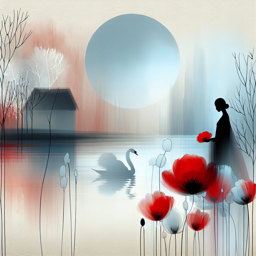 Surreal Zen Landscape in Vibrant Alcohol Ink