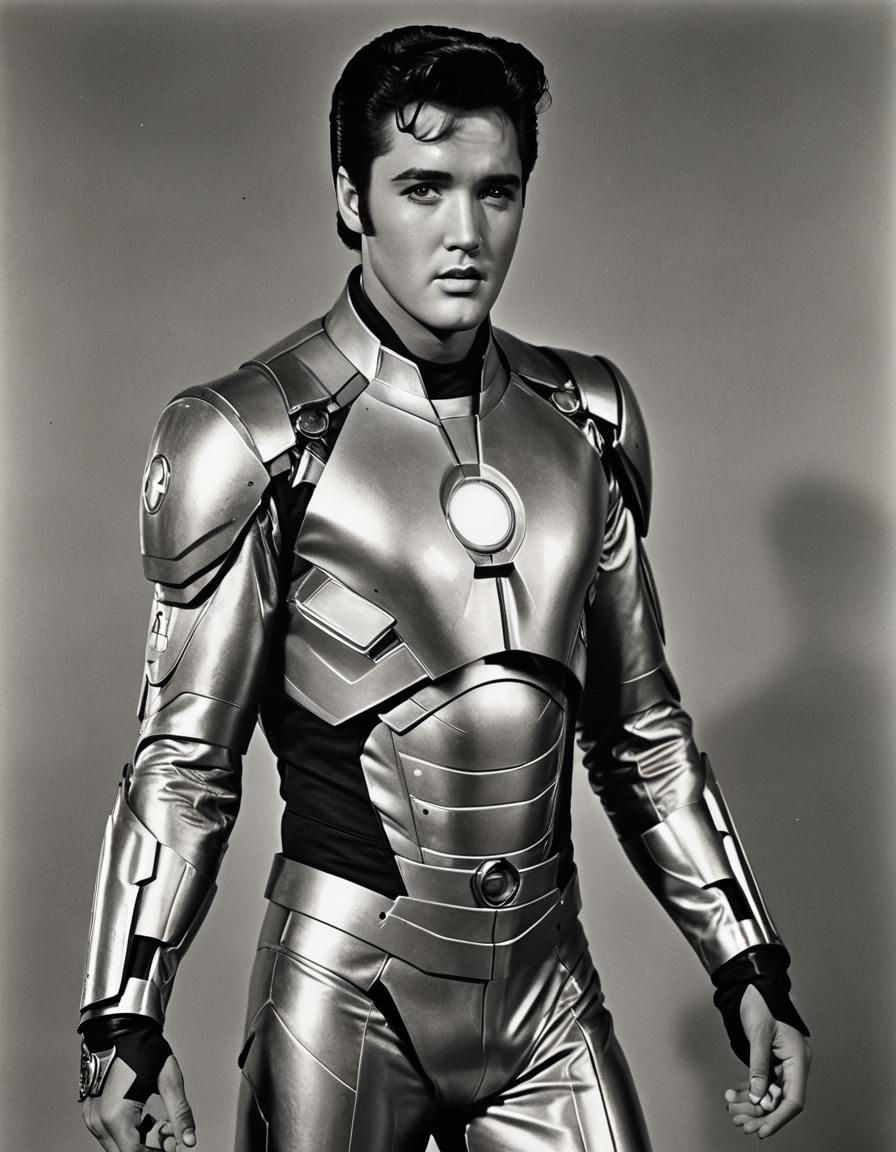 Elvis Presley acting as ironman superhero