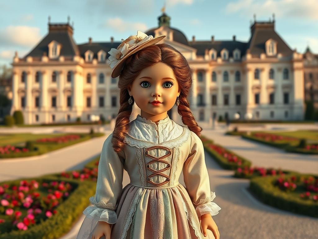 Victorian Era Girl in Baroque Gardens, Schönbrunn Palace