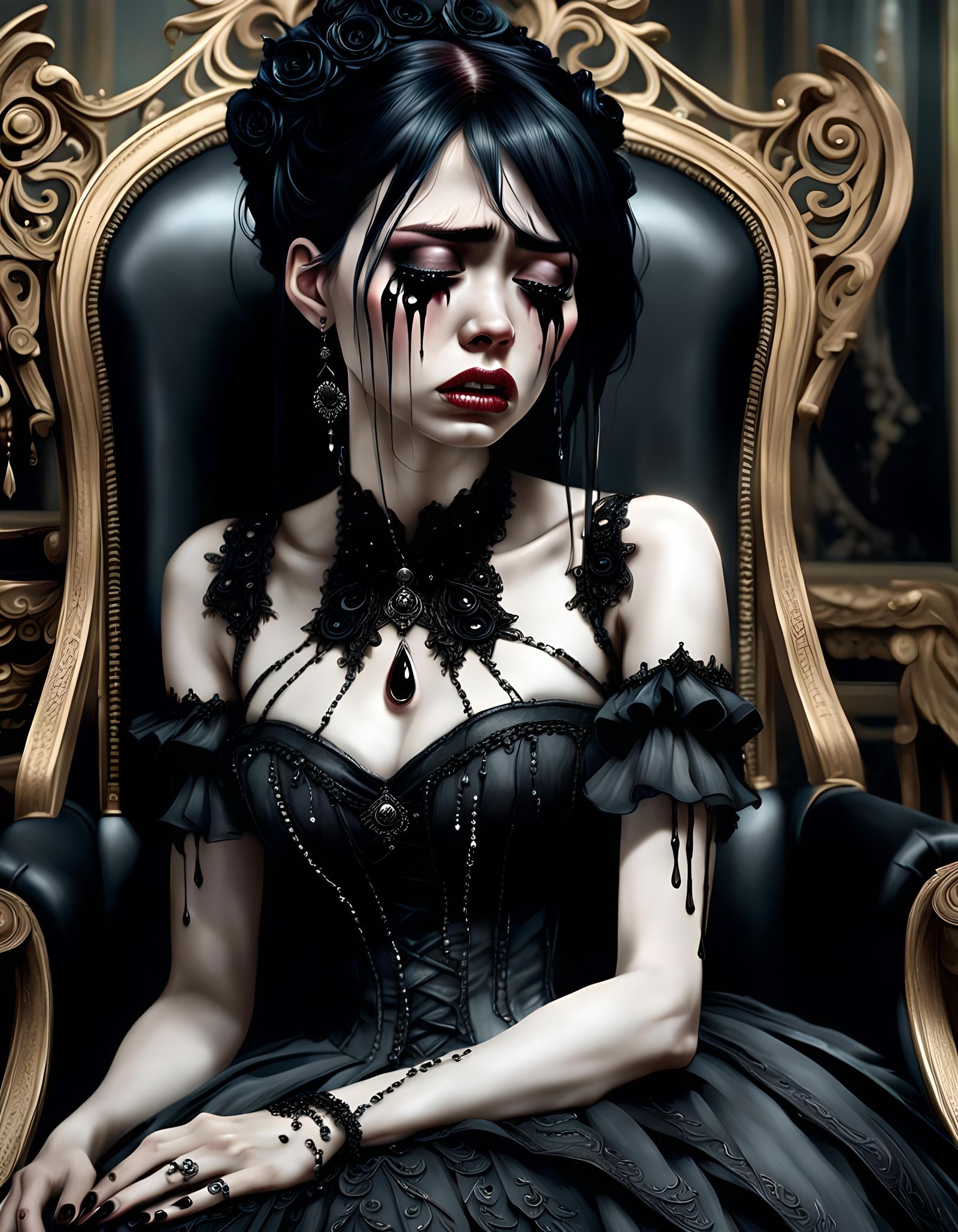 Tears as black as her broken heart