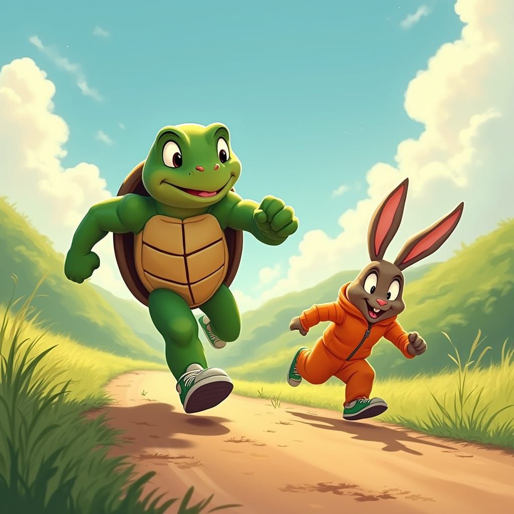 Turtle Triumphs in Whimsical Finish Line Showdown