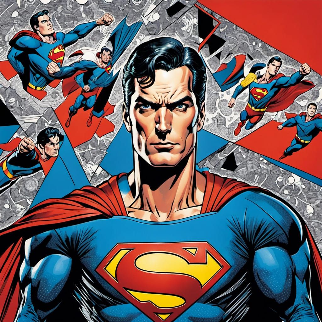 Superman in Ben-Day Dot Pop Art Style