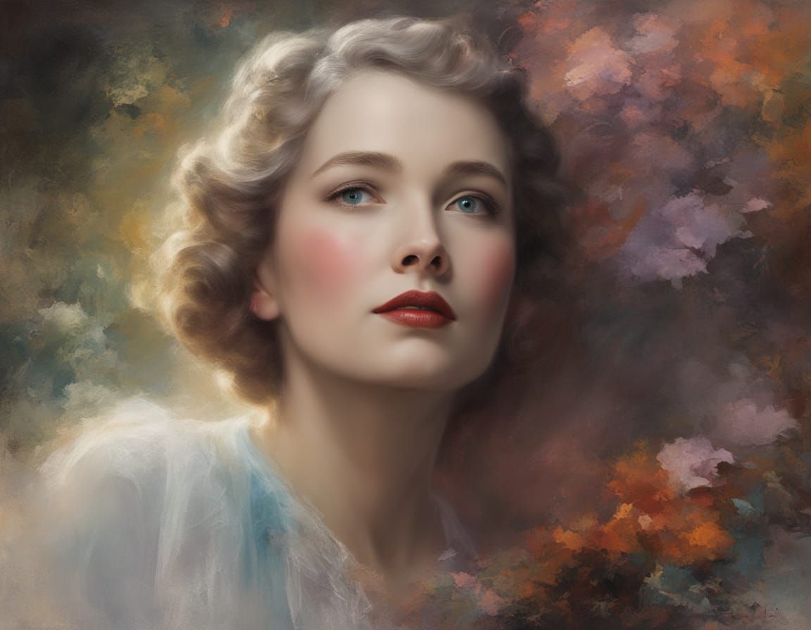 Dreamy Portrait in Impasto Chalk Art Style