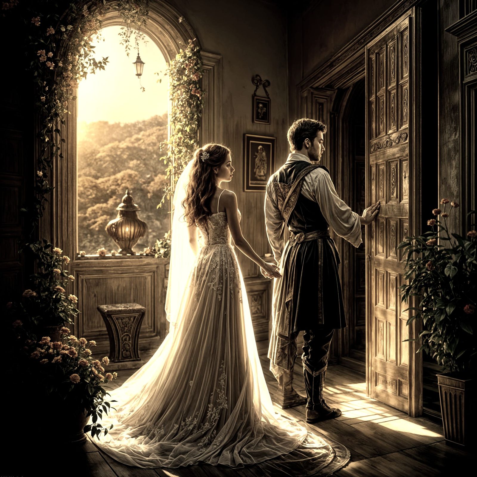 Bride in Doorway: Fantasy Concept Art