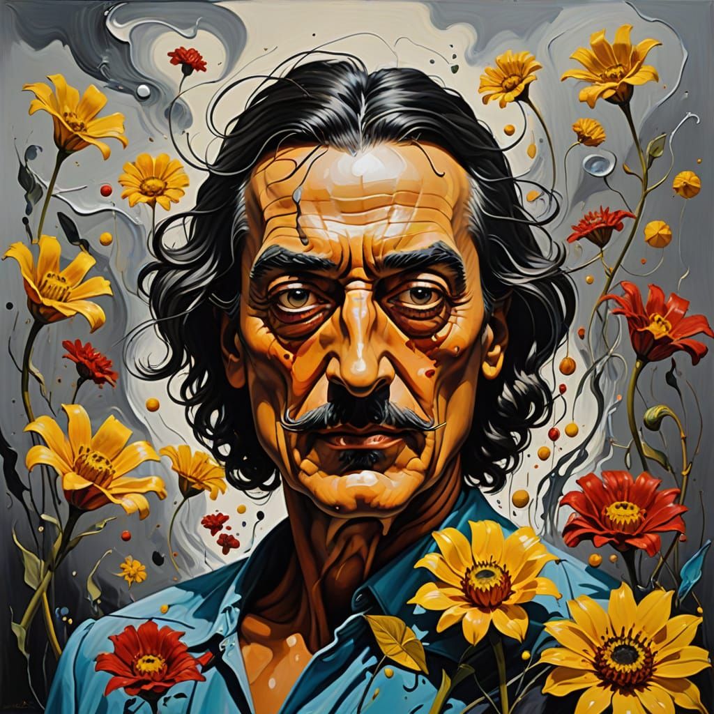 Surreal Expressionist Dance in a Sea of Vibrant Flowers