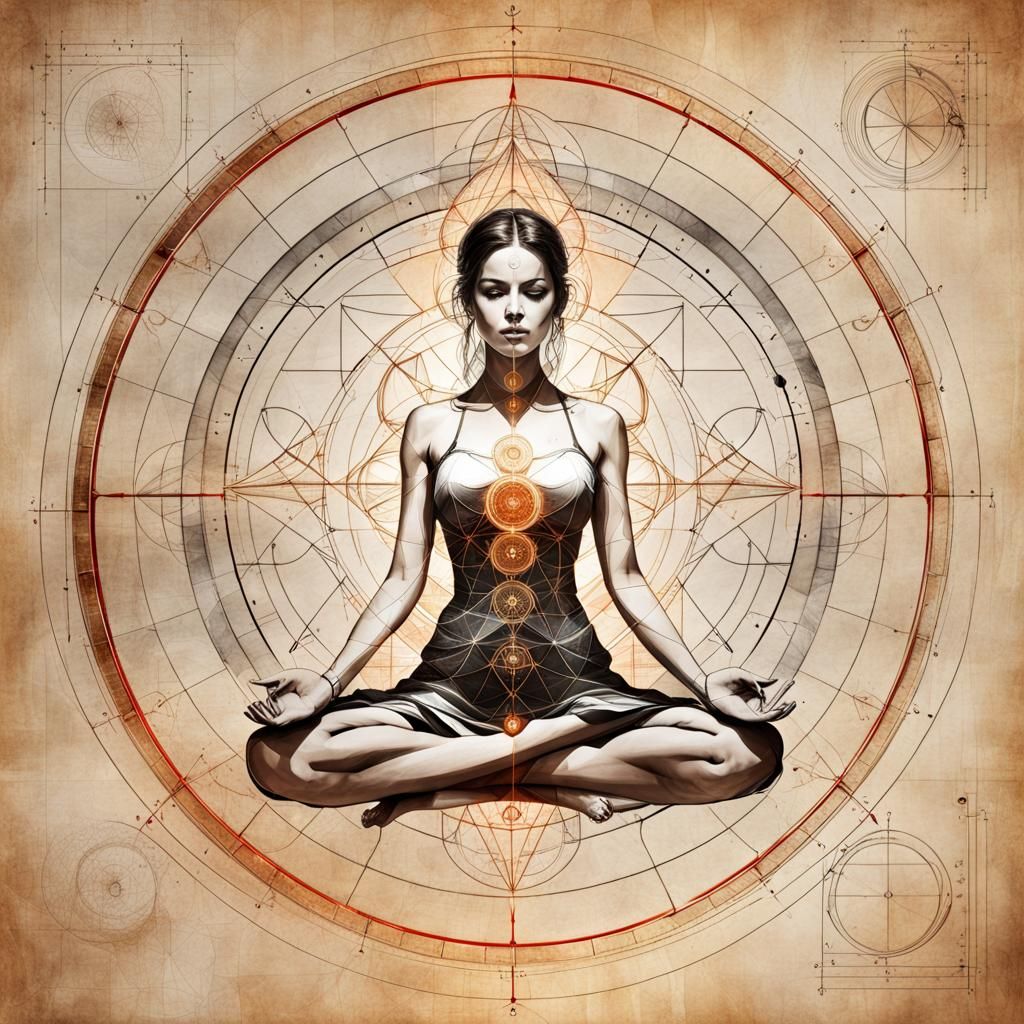 Sacred Geometry Illumination in Ancient Parchment Style