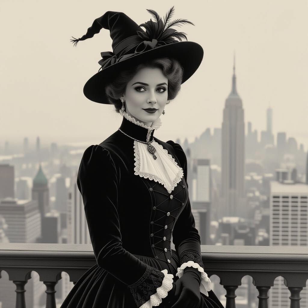 Victorian Witch Overlooking New York City