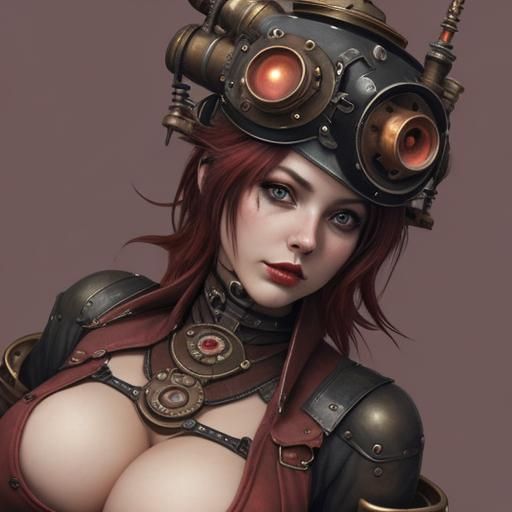 Steam Punk Female in Scarlet Regalia
