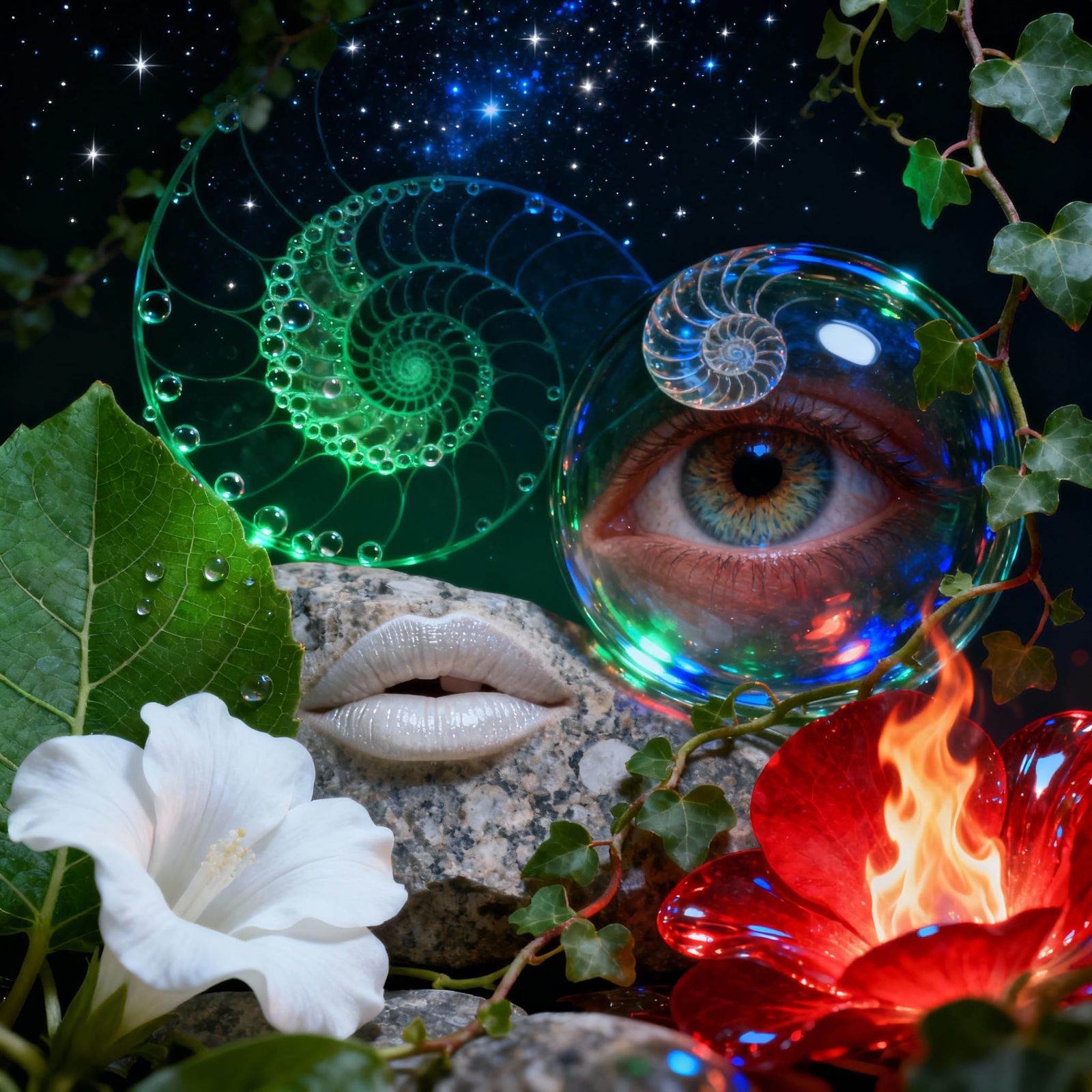 Macro Nautilus Curves in a Starry Night